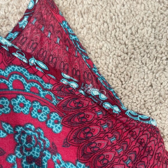 Blue Gecko Tank Women S Red Blue Bohemian Hippie Flowy Floral Racerback Thailand - Picture 8 of 8